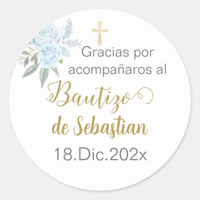 Adesivo Mi bautizo spanish sticker, garoto baptism Español (Frente)