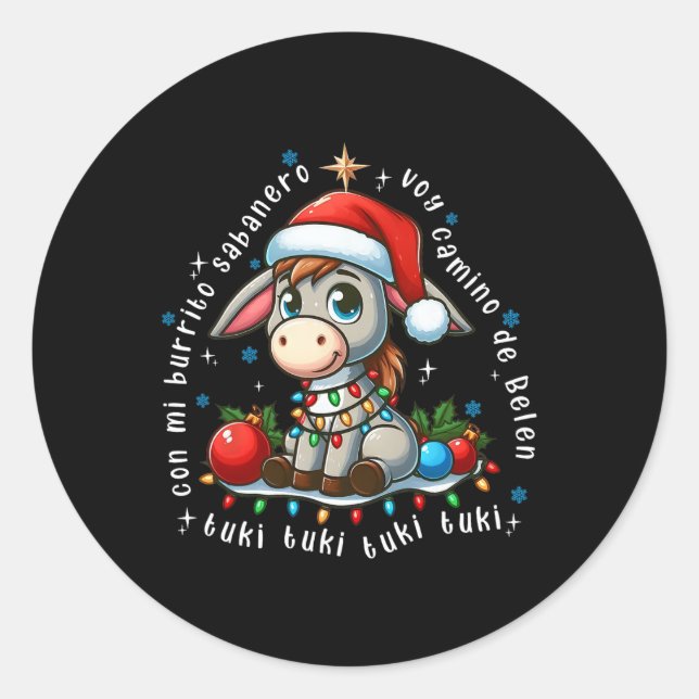 Adesivo Mi Burrito Sanero Mexican Christmas Donkey Spanish (Frente)