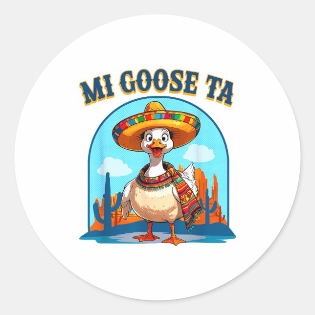 Adesivo Mi Goose Ta Funny Fiesta Goose Pun Shirt Sombrero  (Frente)