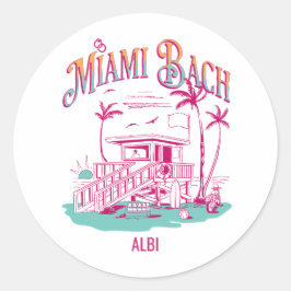 Adesivo miami bachelorette fim de semana retro pôr do sol