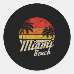 Adesivo Miami Beach Florida Fl Vintage Sunset Retro Vacati