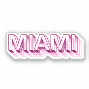 Adesivo Miami Beach, Flórida Letra de Bolha Rosa
