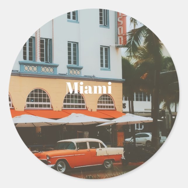Adesivo Miami Ocean Drive  Lembrança de Viagem (Frente)