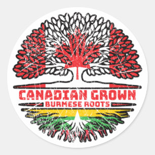 Adesivo Mianmar Burmanês Canadá Árvore Bandeira