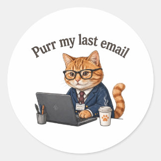 Adesivo Miaul Meu Último E-mail — Gato Divertido do Escrit