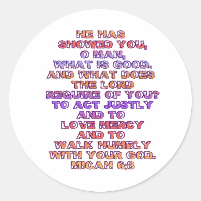 Adesivo Micah 6:8 (Frente)