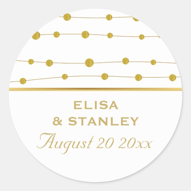 Adesivo Miçangas de folha de ouro casamento moderno Salve  (Frente)