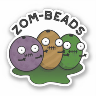 Adesivo Miçangas Zom-miçangas Cute Halloween Zombie Pun 