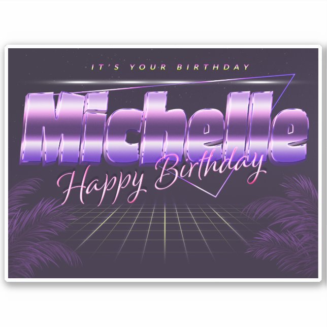 Adesivo Michelle Name Vorname retro Sticker Geburtstag (Frente)