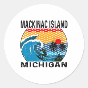Adesivo Michigan Mackinac Island Prancha de Surfe Surfando