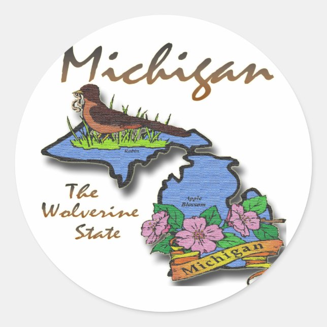 Adesivo Michigan The Wolverine State Robin Apple (Frente)