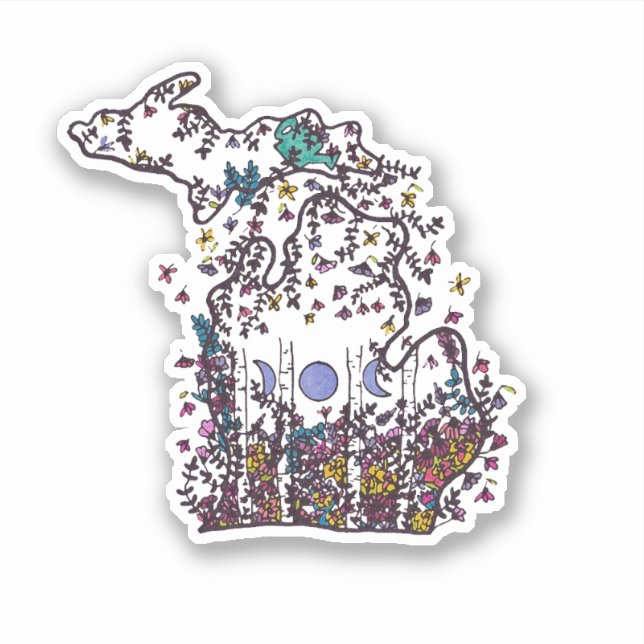 Adesivo Michigan Whimsy Wildflower Meadow Vinyl Sticker (Frente)