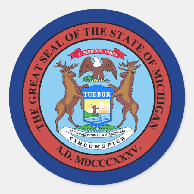 Adesivo Michigander Seal, Seal do Michigan Sticker (Frente)