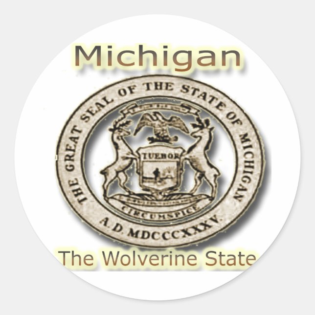 Adesivo Micigan The Wolverine State Seal (Frente)