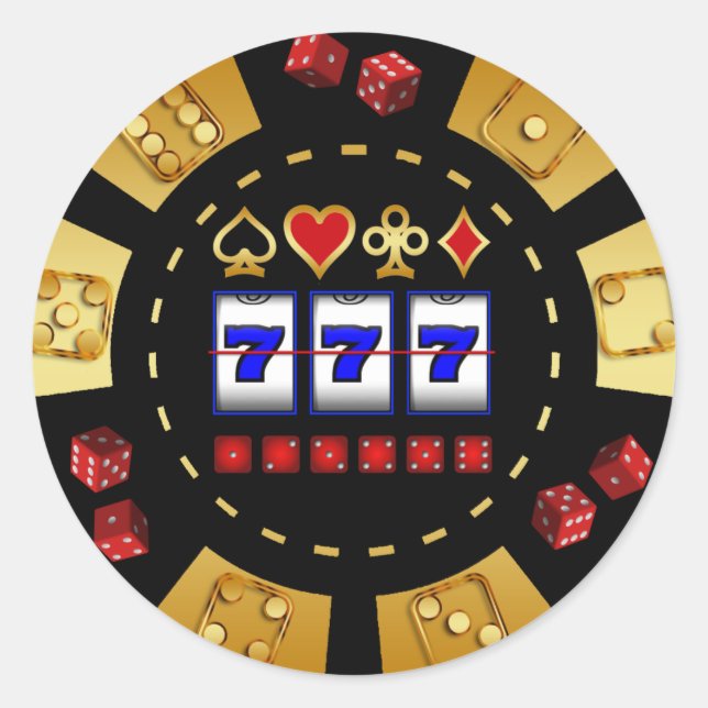 ADESIVO MICROPLAQUETA DE PÓQUER DOURADO E PRETA DO JOGO (Frente)