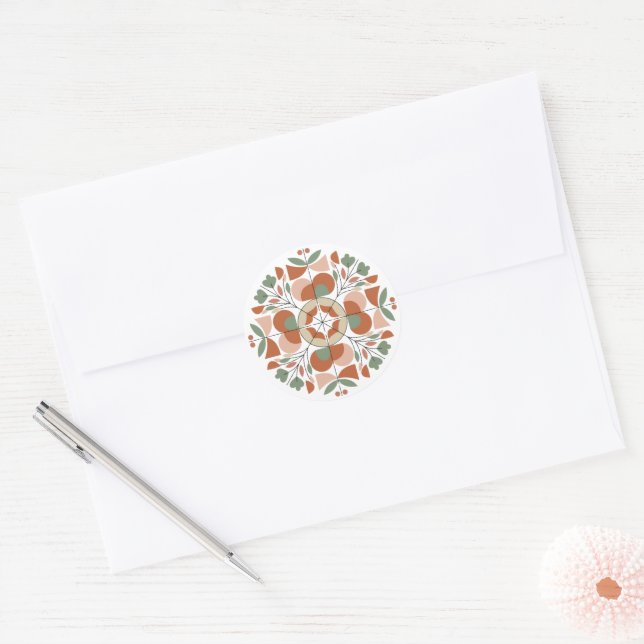 Adesivo Mid-Century Modern Abstract Floral Sticker  (Envelope)