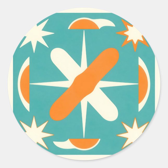 Adesivo Mid Century Modern Atomic Starburst (Frente)