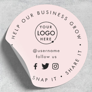 Adesivo Mídia social Logotipo rosa Ajuda nossa empresa