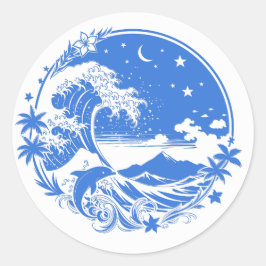 Adesivo Midnight Hawaii: Wave, Dolphin & Haleakala