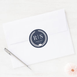 Adesivo Midnight Navy Blue Wedding Monogram Initials