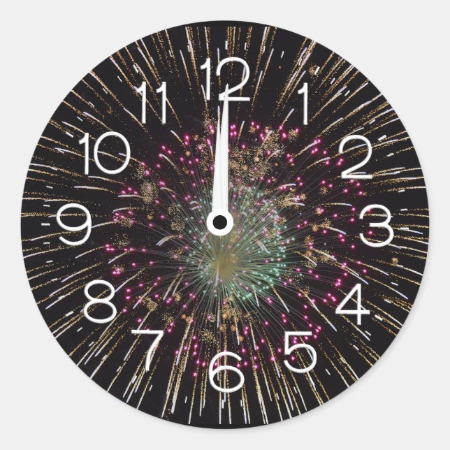 Adesivo Midnight New Years Eve Clock On Fireworks  (Frente)