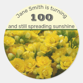 Adesivo Milestone Birthday Bright Yellow Flowers 100th