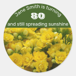Adesivo Milestone Birthday Bright Yellow Flowers 80