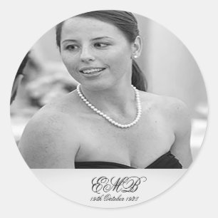 Adesivo Milestone Birthday Photo Elegant Black White