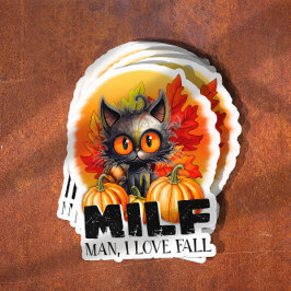 Adesivo Milf, Cara, Eu Adoro Cair, Autumn Kitten Halloween