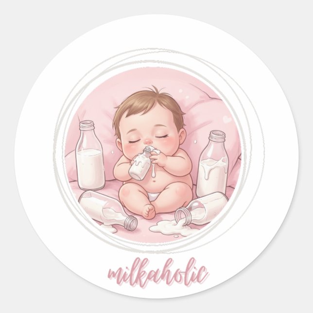Adesivo Milkaholic Baby Print | Cute Nursery Funny Art (Frente)