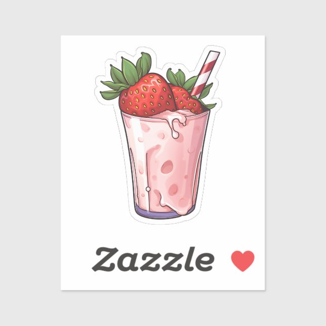 Adesivo Milkshake de morango de desenho animado (Folha)