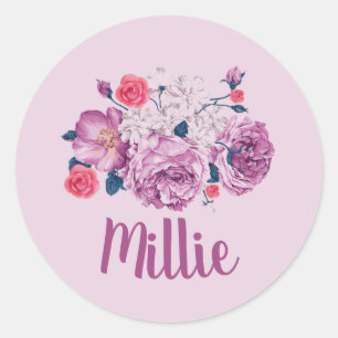 Adesivo Millie Name Floral Custom Vintage Flower Rosa
