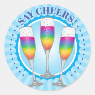 Adesivo Mimosa Rainbow Champagne Vidros Round Sticker