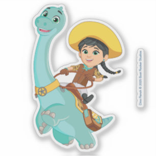 Adesivo Min & Clover   Feliz Cowgirl e Brontosaurus Ride