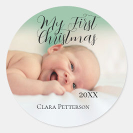Adesivo Minha primeira foto de bebê de Natal adiciona nome