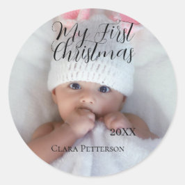 Adesivo Minha primeira foto de bebê de Natal adiciona nome