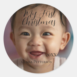 Adesivo Minha primeira foto de bebê de Natal adiciona nome