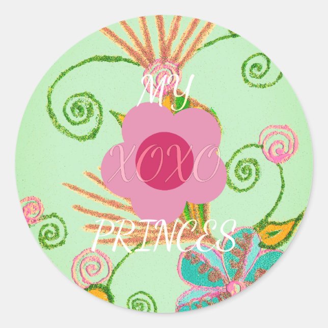Adesivo Minha XOXO Pequena Princesa Floral Impressão (Frente)