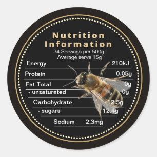 Adesivo Mini AU Mel Nutrition Information Realist Bee 