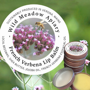 Adesivo Mini Beeswax Lip Balm Lid Label Francês Verbena
