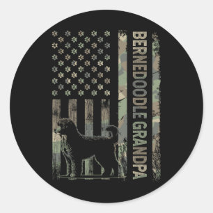 Adesivo Mini Bernedoodle Grandpa Camo Usa Flag Dia de os p