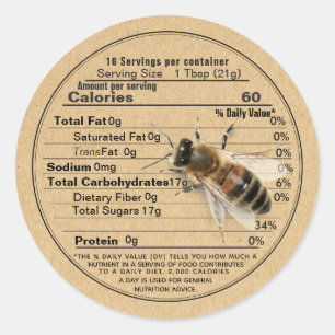 Adesivo Mini Honey Lid Label Kraft Nutrição Fato com Abe