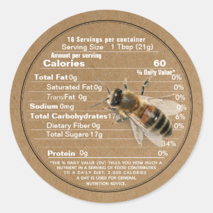 Adesivo Mini Honey Lid Label Kraft Nutrição Fato com Abe