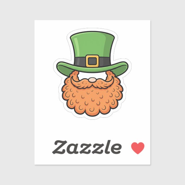 Adesivo Mini Leprechaun Green Hat Orange Beard St Patrick (Folha)