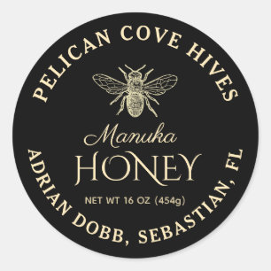 Adesivo Mini Manuka Honey Jar Lid Label Preto