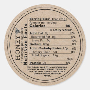 Adesivo Mini Mel Nutrição Fatos Kraft Label Vintage Bee