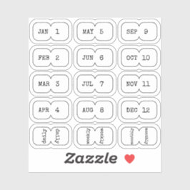 Adesivo Mini Monthly Index Divider Tabs White Folded 