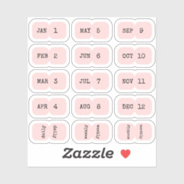 Adesivo Mini Monthly Index Tabs Page Divider Pink Folded