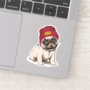 Adesivo Mini Pug Hipster Puppy