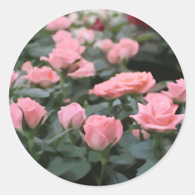 Adesivo Mini Rosas Rosa Pintura Digital Flor (Frente)